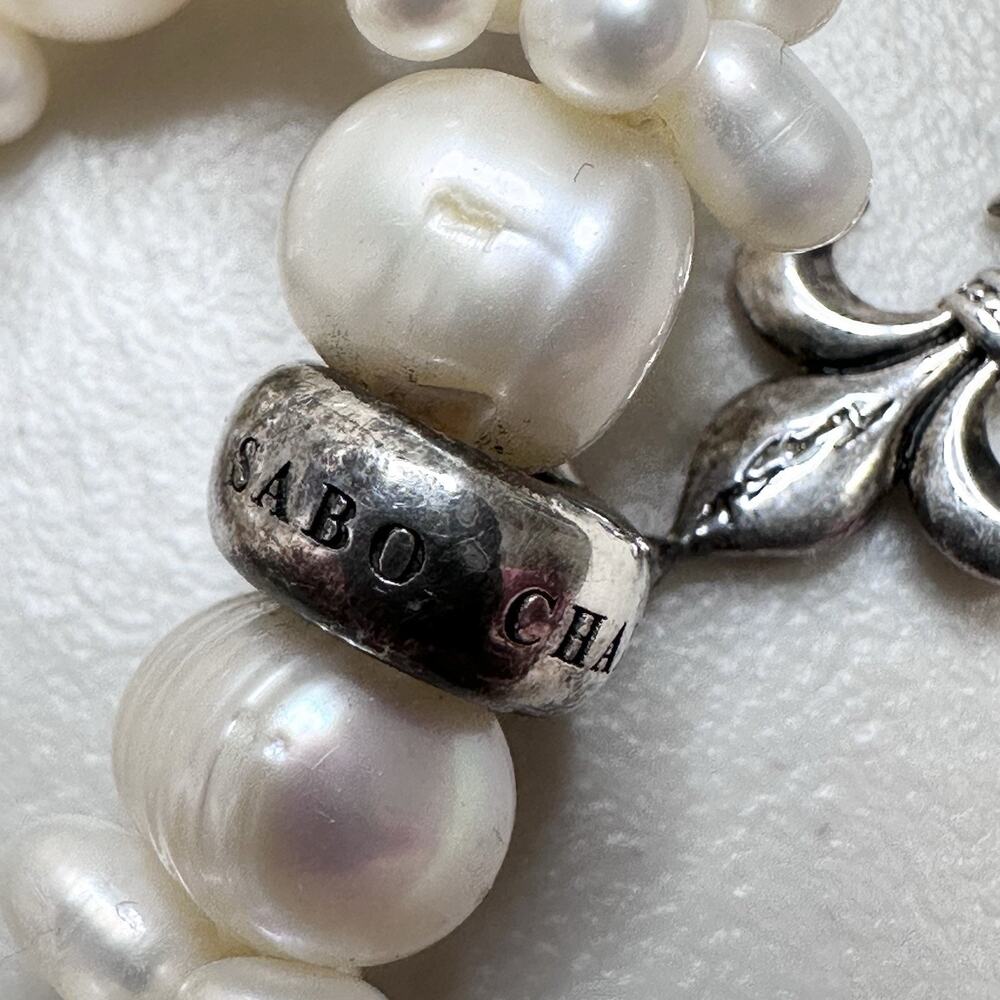Thomas Sabo Sterling Silver 925 Freshwater Pearl Charm Bracelet Fleur De Lis - Picture 3 of 5